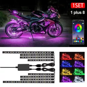 8x Motorrad LED RGB Streifen Beleuchtung Unterboden Atmosphäre Licht Leuchten # - Bild 1 von 12
