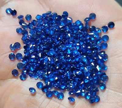 3 MM 20 Pcs Lot Natural Blue Color Sapphire Round Cut Certified Loose Gemstone - Image 1 of 4