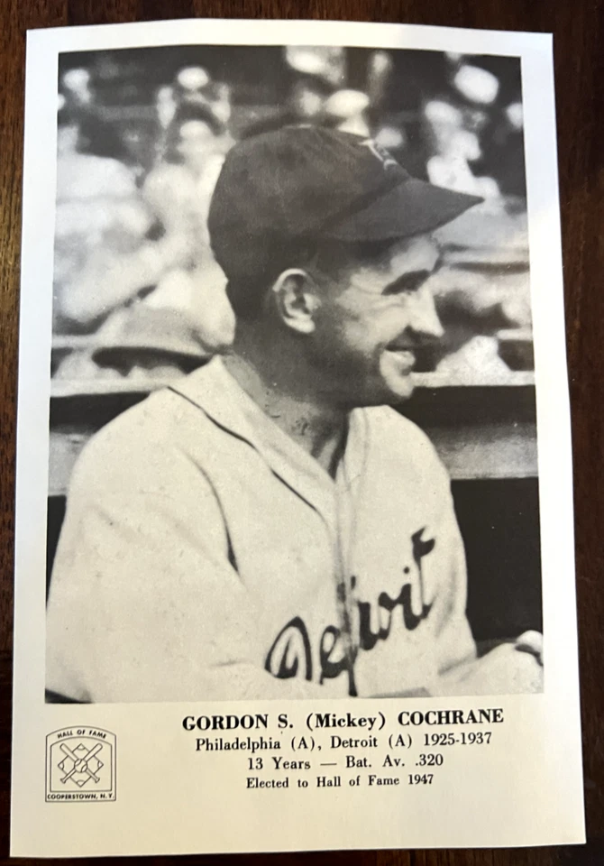 1973 BASEBALL HALL OF FAME PICURE PACK PICTURE MICKEY COCHRANE DETROIT TIGERS - Image 1 of 1