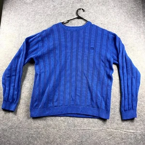 Chaps Mens Jumper Medium Blue Knit Long Sleeve Pullover Cotton Casual Sweater - Picture 1 of 8