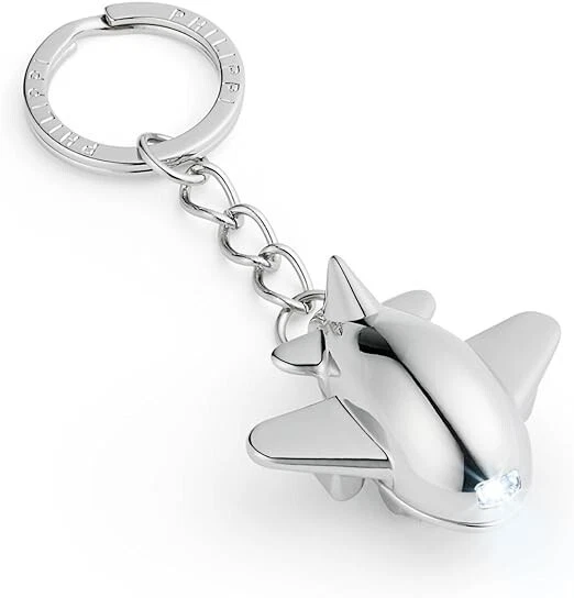 Philippi FLYING WILLY, portachiavi led luminoso argento lucido aeroplano 100 g - Immagine 1 di 2