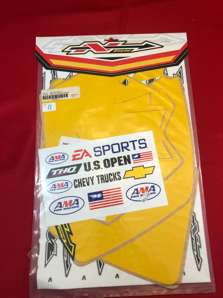 NOS N-Style Yellow-Precut Backgrounds Kawasaki APPL-01-03-KTM-125-525-SX - Image 1 of 3