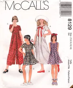Vestido, Culotte Mameluco Mono Niñas 7-14 McCall's 8129 SIN CORTAR Patrón de Costura - Imagen 1 de 4