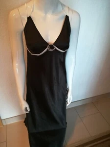 Neglige  lang, schwarz, ivory abgesetzt, Gr.L - Bild 1 von 2