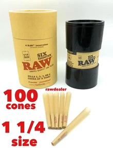 RAW cone classic 1 1/4 Size Cone(100PK)+raw 1 1/4 size 6 six shooter filler - Picture 1 of 7