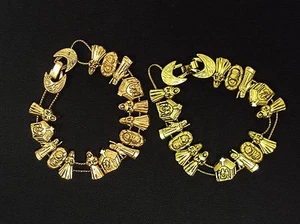 Classic TOFA Nativity Slider Charm Bracelet ~ Choice Of Gold or Bronze Tones - Picture 1 of 14