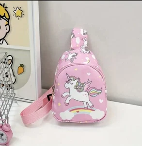 Girls Fashion Cartoon Pink Unicorn Mini Chest Messenger Bag - Picture 1 of 2