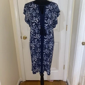 MichaelKors Dress, Short Sleeve, Blue And White Floral Size Large - Picture 1 of 7