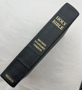 Vintage Holy Bible Revised Standard Version RSV Black Leather Nelson 1957 - Foto 1 di 11