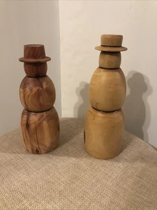 Madera natural torneada hecha a mano de 5” y 6” árbol rústico muñeco de nieve cedro CrapeMurtle - Imagen 1 de 8