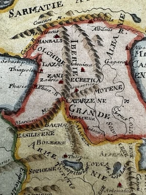 Armenia Georgia Turquía Samatia 1719 Mazo grabado a mano mapa a color Foto 1 de 3