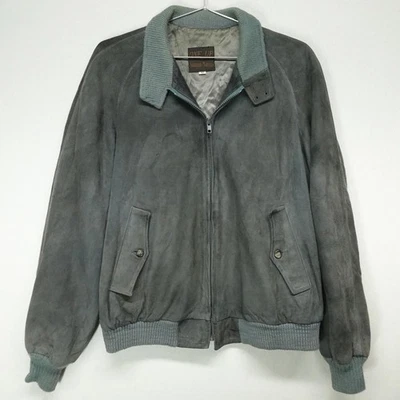 Vintage Neiman Marcus Jacket Mens 42 Gray Suede Bomber Western 90s - Image 1 of 4