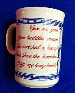 STATUE OF LIBERTY COFFEE MUG 'GIVE ME YOUR...' WHITE W/RED LTRS, ENGLAND 051024B - Picture 1 of 8