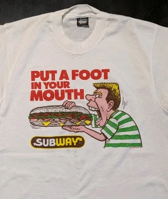 NOS? Camiseta Promocional Subway Años 80 De Colección Puntada Única Pantalla Estrellas M/L Stock Muerto? Foto 1 de 4