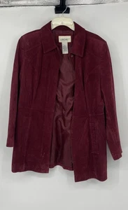 Cherokee Womens Burgundy Suede Long Sleeve Full-Zip Jacket Size Medium - Picture 1 of 6