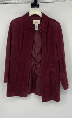 Cherokee Womens Burgundy Suede Long Sleeve Full-Zip Jacket Size Medium - Image 1 of 4