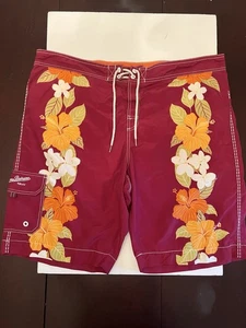 Tommy Bahama Relax Board Shorts Maroon Floral Size XXL - Picture 1 of 8