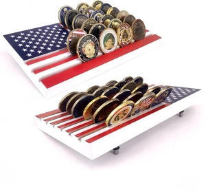 Amerikanische Flagge Münzhalter Militär Herausforderung Münzen Vitrine (6 Reihen) - Bild 1 von 7