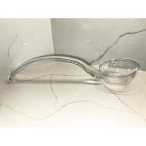 Mundgeblasene Klarglas 13" Bowle Schüssel Schöpfkelle Gießen Lippe Haken Griff Vintage - Bild 1 von 5
