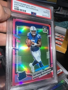2023 Donruss Optic - Rated Rookie Anthony Richardson #247 Pink Prizm (RC) PSA 10 - Foto 1 di 3