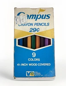 Vintage Venus Esterbrook Campus Wood Covered Crayon Pencils Colored 9 USA 4 1/2” - Picture 1 of 6