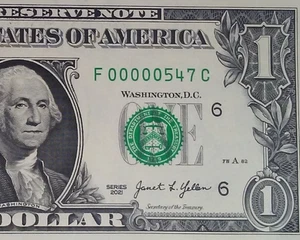 FANCY SERIAL $1 DOLLAR BILL VERY LOW SERIAL 3 DIGIT 5 OF A KIND LEADING 0s - Picture 1 of 3