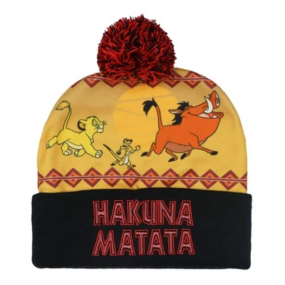 Disney The Lion King Beanie Hakuna Matata Sublimation Fleece Knit Cuffed Hat . - Image 1 of 4