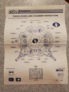 GI Joe Cobra Terror Drome Pegatina Etiqueta Colocación Planos Instrucciones - Imagen 1 de 2