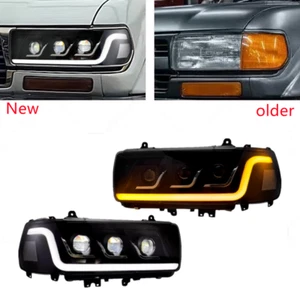 DRL Head Lamps Upgrade Full LED Headlight For Land Cruiser FJ80/LC80 1990-2002 - Picture 1 of 10