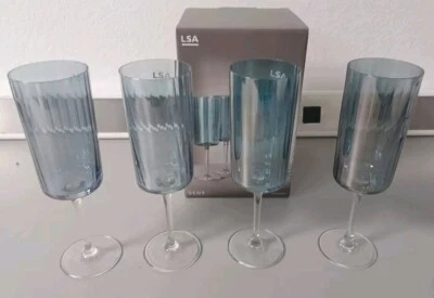 Juego de 4 flautas de champán LSA Gems tonos azules Foto 1 de 4