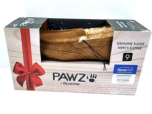 PAWZ BY BEARPAW Men's Light Brown Size 9 Genuine Suede Caleb Moccasin Slipper - Picture 1 of 5
