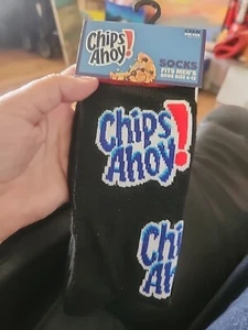 Chips Ahoy Socks Men Crew One Pair Novelty Gift Black 6-12 D4 - Picture 1 of 2