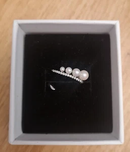 Weißgold 585 Brilliant - Perl - Ring 19 Diamanten 4 Zuchtperlen 14 Karat - Bild 1 von 4