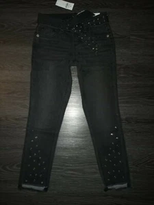 Girls justice studded jeggings size 8 new black acid washed - Picture 1 of 4