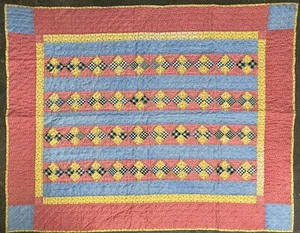 Antique Crib Quilt Hand Stitched Patchwork 1920s Historic Bucks County PA - Picture 1 of 6