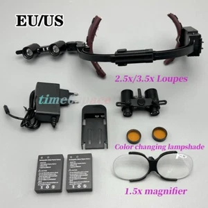 Dental 2.5/3.5X Surgical Binocular Loupes Headband Magnifier LED Headlight - Picture 1 of 11