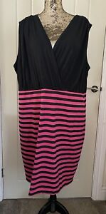 So Fabulous Black & Pink Striped Dress Size 24 New With Tags
