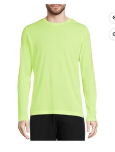 NWT Athletic Works Men's Tri Blend Long Slv T-Shirt Yellow Hi Vis DriWorks Small - Picture 1 of 2