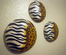 Yin Yang set of 3 clay plates with animal prints different sizes
