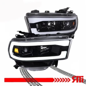 Glossy Black Housing Halogen Headlights Projector LED DRL Dodge Ram 2500 3500 - Picture 1 of 5