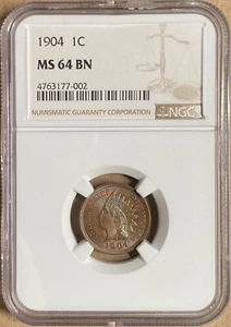 1904 NGC MS64 BN Indian Head Cent 1c - Bild 1 von 3