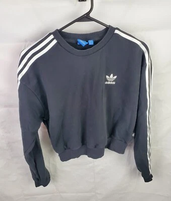 Adidas Sudadera Para Mujer Pequeña Negra Originales Recorta 3 Rayas Pullover BJ8173 Foto 1 de 4