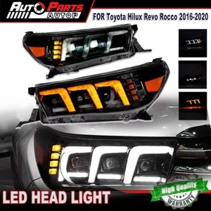 Full LED DRL Sequential Indicator HeadLights for Toyota Hilux Revo Rocco 2016-20 - Picture 1 of 7