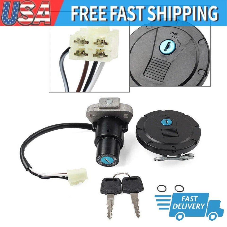 For Kawasaki KLR650 2008-2018 Igntiton Swtich Fuel Gas Cap Lock Key Set US Stock - Image 1 of 4