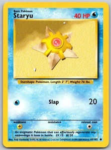 Staryu 65/102 Common Base Set 1999-2000 (4th Print) WOTC Pokemon Card - Picture 1 of 2