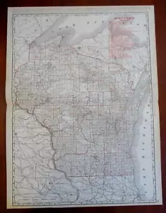 Wisconsin Railroads Green Bay Madison 1901 Rand McNally large transportation map - Picture 1 of 4