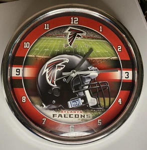 NFL -Atlanta Falcons- New Chrome Round Wall Clock 12 Inches Diameter - Picture 1 of 4