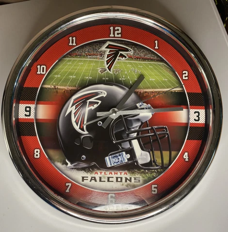 NFL -Atlanta Falcons- New Chrome Round Wall Clock 12 Inches Diameter Cover