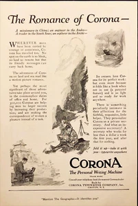 1921 Corona Typewriter Missionary Personal Writing Machine Antique Print Ad - Picture 1 of 1