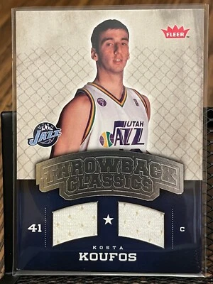 KOSTA KOUFOS 2008-09 FLEER "THROWBACK CLASSICS" JAZZ ROOKIE JERSEY PATCH GREECE! - Image 1 of 2